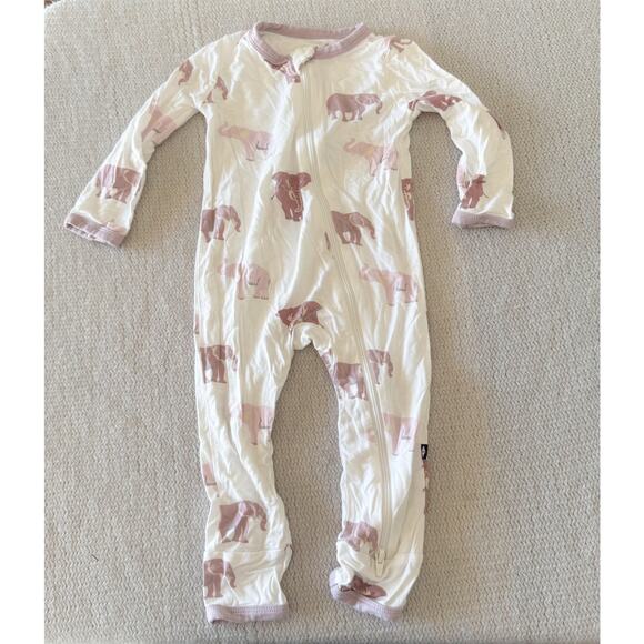 Kyte Baby White Purple Elephant Print Zip Up Romper Sleeper 12-18 Months Bamboo - Picture 1 of 4